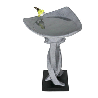 22.8" H Concrete Bird Baths for Outdoors, Modern Bird Bath Bowl, Bird Feeder Seed Tray Garden Lawn Yard Decor
