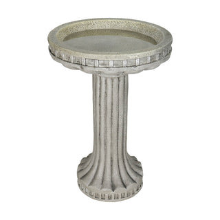 24in. Fiber Reinforced Concrete Outdoor Birdbath Stylish with Modern Pedestal for Garden, Patio, Backyard, Lawn