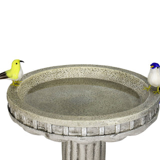 24in. Fiber Reinforced Concrete Outdoor Birdbath Stylish with Modern Pedestal for Garden, Patio, Backyard, Lawn