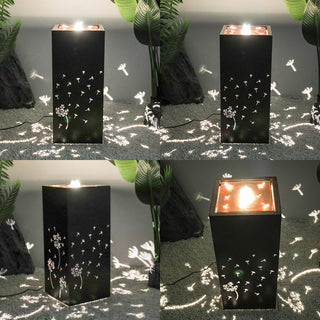 NatureFalls 23.6" Metal Indoor/Outdoor Fountain with Cutout Dandelion Design & LED Lights