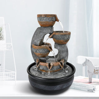 15.7-inch Tall Tabletop Water Fountain with LED Lights - Peaceful and Relaxing Water Sound