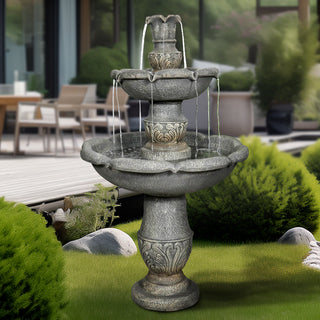 48.4" High 2‑Tier Outdoor Water Fountain with Submersible Pump