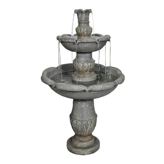 48.4" High 2‑Tier Outdoor Water Fountain with Submersible Pump