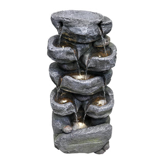 31.4-inch Tall Indoor/Outdoor Water Fountain with Warm White Light