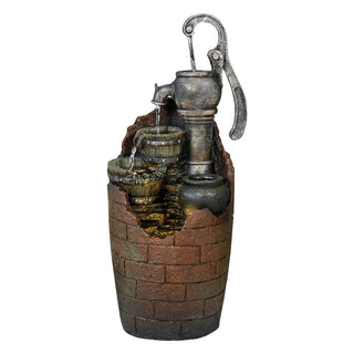 32-inch Tall Outdoor 4-Tier Barrel Pump Waterfall Fountain