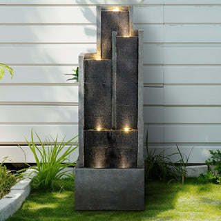 50.7" High Modern 4‑Tier Indoor/Outdoor Fountain with LED