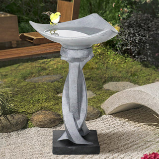 22.8" H Concrete Bird Baths for Outdoors, Modern Bird Bath Bowl, Bird Feeder Seed Tray Garden Lawn Yard Decor