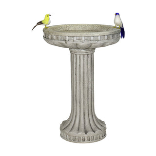 24in. Fiber Reinforced Concrete Outdoor Birdbath Stylish with Modern Pedestal for Garden, Patio, Backyard, Lawn