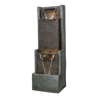 39" High Multi‑Tier Industrial Metal Patio Fountain