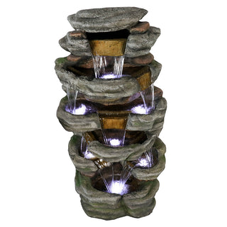 47.2-inch Tall Indoor/Outdoor 5-tier Symmetry Large Water Fountain with Pump & Cool White Light