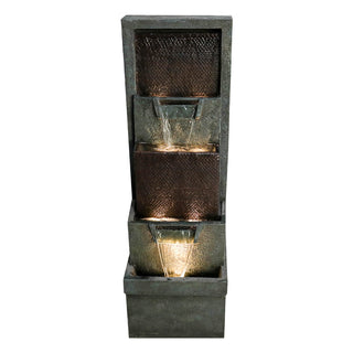 39.3'' Tall Floor Outdoor Fountains and Waterfalls with Lights Indoor Water Fountain Outdoor Modern Floor-Standing Fountain