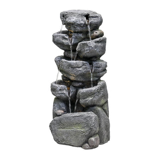 31.4-inch Tall Indoor/Outdoor Water Fountain with Warm White Light