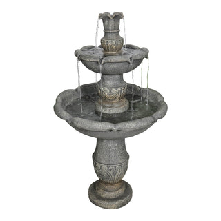 48.4" High 2‑Tier Outdoor Water Fountain with Submersible Pump