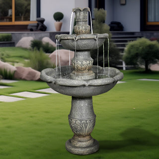 48.4" High 2‑Tier Outdoor Water Fountain with Submersible Pump