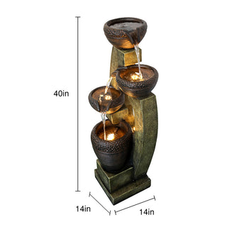 ZEN Flowing Fountain 40in Modern Indoor Waterfall Fountain w/Lights