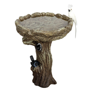 23” Tall Fibre Reinforced Concrete Birdbaths with Birds for Patio, Woodland Tree Trunk Decorative Outdoor Bird Bath for Garden,Pedestal Birdbaths for Outdoors, Garden, Patio, Lawn, Backyard