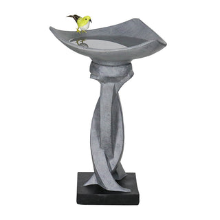 22.8" H Concrete Bird Baths for Outdoors, Modern Bird Bath Bowl, Bird Feeder Seed Tray Garden Lawn Yard Decor