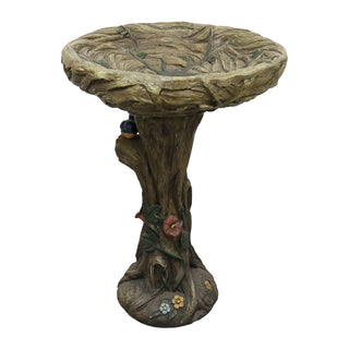 Concrete Outdoor Birdbaths -25.5 in. H Woodland Tree Trunk Yard Statue Decoration Birdbath Bird Figurines for Garden