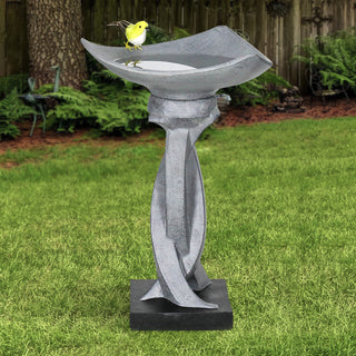 22.8" H Concrete Bird Baths for Outdoors, Modern Bird Bath Bowl, Bird Feeder Seed Tray Garden Lawn Yard Decor