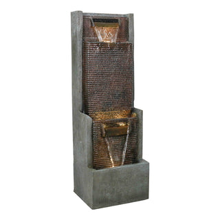 39" High Multi‑Tier Industrial Metal Patio Fountain