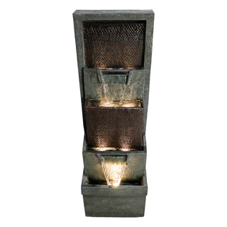 39.3'' Tall Floor Outdoor Fountains and Waterfalls with Lights Indoor Water Fountain Outdoor Modern Floor-Standing Fountain