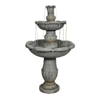48.4" High 2‑Tier Outdoor Water Fountain with Submersible Pump
