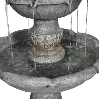 48.4" High 2‑Tier Outdoor Water Fountain with Submersible Pump