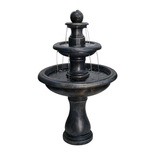 45.2inches High Outdoor Water Fountain, Concrete Outdoor Waterfall Fountain with Pump for Yard Garden Patio Backyard Deck Relaxation Decor - Black