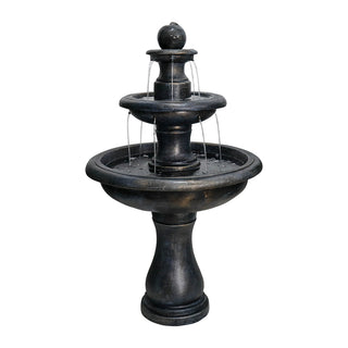 45.2inches High Outdoor Water Fountain, Concrete Outdoor Waterfall Fountain with Pump for Yard Garden Patio Backyard Deck Relaxation Decor - Black