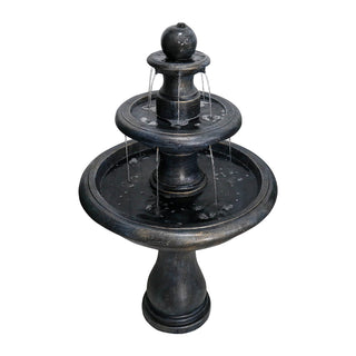 45.2inches High Outdoor Water Fountain, Concrete Outdoor Waterfall Fountain with Pump for Yard Garden Patio Backyard Deck Relaxation Decor - Black