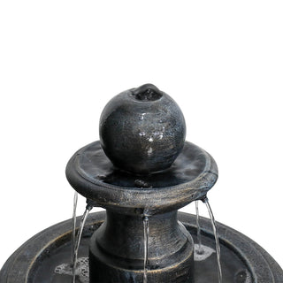45.2inches High Outdoor Water Fountain, Concrete Outdoor Waterfall Fountain with Pump for Yard Garden Patio Backyard Deck Relaxation Decor - Black