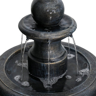 45.2inches High Outdoor Water Fountain, Concrete Outdoor Waterfall Fountain with Pump for Yard Garden Patio Backyard Deck Relaxation Decor - Black