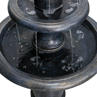 45.2inches High Outdoor Water Fountain, Concrete Outdoor Waterfall Fountain with Pump for Yard Garden Patio Backyard Deck Relaxation Decor - Black