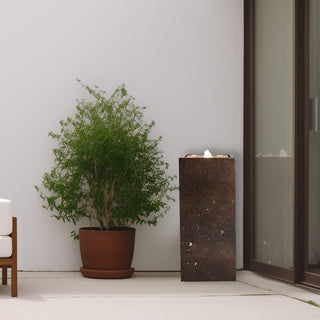 NatureFalls 23.6" Metal Indoor/Outdoor Fountain with Cutout Dandelion Design & LED Lights