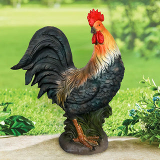 22.8 Inch Concrete Rooster Decor, Yard Chicken Decorations, Outdoor Garden Statues