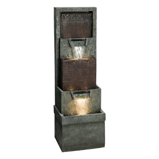 39.3'' Tall Floor Outdoor Fountains and Waterfalls with Lights Indoor Water Fountain Outdoor Modern Floor-Standing Fountain