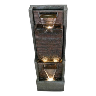 39" High Multi‑Tier Industrial Metal Patio Fountain