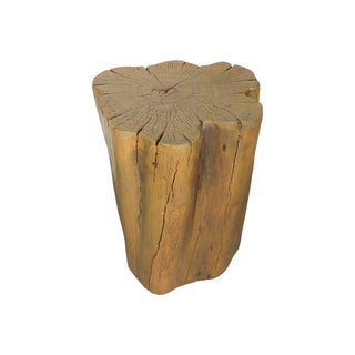 Concrete Faux Wood Stump - 17.9-inch Tall Outdoor Side Table Statues, Faux Oak Stump Cover, Decorative Plant Stand for Garden