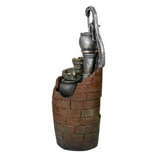 32-inch Tall Outdoor 4-Tier Barrel Pump Waterfall Fountain