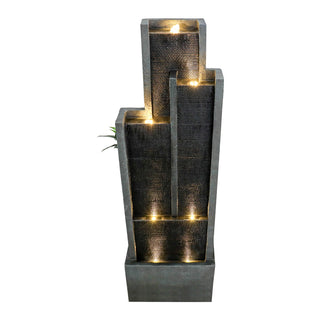50.7" High Modern 4‑Tier Indoor/Outdoor Fountain with LED