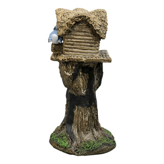 17.7" H Rustic Birdhouse Featuring Tree-Trunk Design, with a Decorative Bird