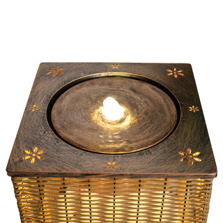 17" Cubical Metal Modern Cascading Floor‑Standing Fountain with Warm LED