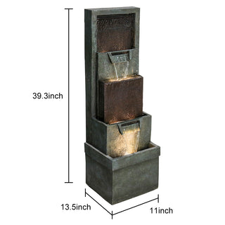39.3'' Tall Floor Outdoor Fountains and Waterfalls with Lights Indoor Water Fountain Outdoor Modern Floor-Standing Fountain