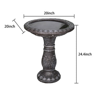 20in. Dia. X 24.4in. H Cement Birdbath for Garden- Fibre Reinforced Concrete Bird Baths for Outdoors, Patio, Yard, Lawn