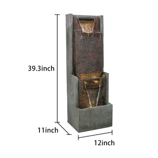 ZEN Flowing Fountain 39-inch Tall Multi-tier Industrial Metal Patio Fountain