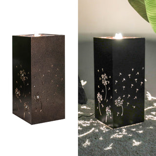 NatureFalls 23.6" Metal Indoor/Outdoor Fountain with Cutout Dandelion Design & LED Lights
