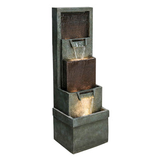 39.3'' Tall Floor Outdoor Fountains and Waterfalls with Lights Indoor Water Fountain Outdoor Modern Floor-Standing Fountain