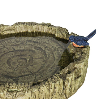 24.4” H Fibre Reinforced Concrete Outdoor Garden Bird Bath with Birds, Woodland Tree Trunk Decoration Yard Statue,Pedestal Birdbaths for Outdoors, Garden, Patio, Lawn, Backyard