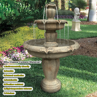 48-inch Tall Zen Modern Outdoor Fountain with Pump