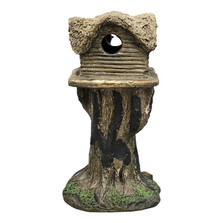 17.7" H Rustic Birdhouse Featuring Tree-Trunk Design, with a Decorative Bird
